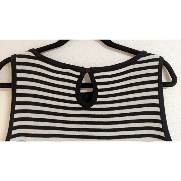 ST. JOHN Sport Black & White Striped Sleeveless Wool/Rayon Blend Knit Top LG - Picture 6 of 9